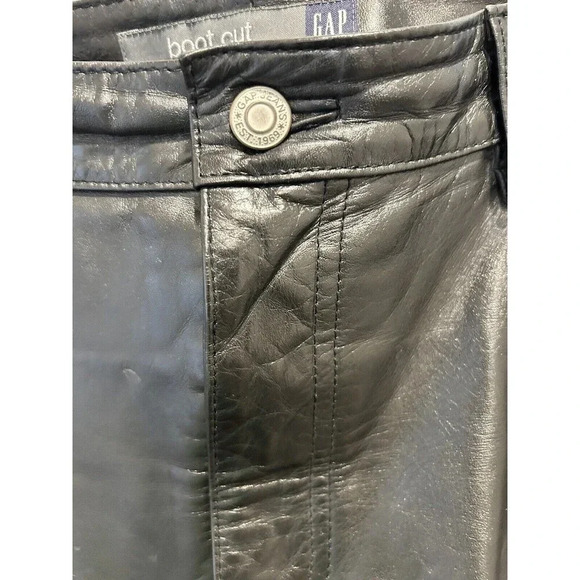 Gap Vintage Women’s Black Genuine Leather Bootcut Pants Size 14 - Picture 3 of 11
